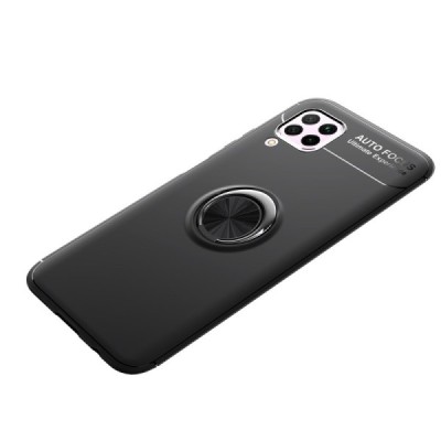 Huawei P40 Lite „Lenuo“ Kickstand cieta silikona (TPU) melns apvalks | vacins.lv
