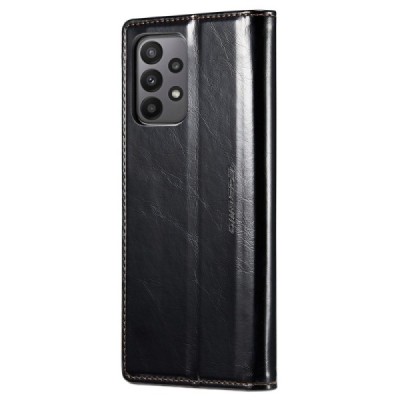 Samsung Galaxy A23 5G (SM-A236B, SM-M236B, SM-E236B) „CaseMe“ Leather solīds atvēramais ādas melns maciņš - maks | Vacins.lv