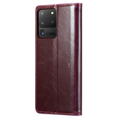 Samsung Galaxy S20 Ultra (G988, G988) „CaseMe“ Leather solīds atvēramais ādas bordo maciņš - maks | Vacins.lv