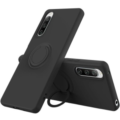 Sony Xperia 10 V „Ring“ Kickstand (TPU) melns apvalks | vacins.lv