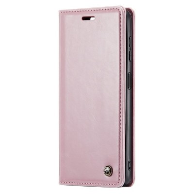 Samsung Galaxy A34 5G (SM-A346E) „CaseMe“ Leather solīds atvēramais ādas rozs maciņš - maks | Vacins.lv