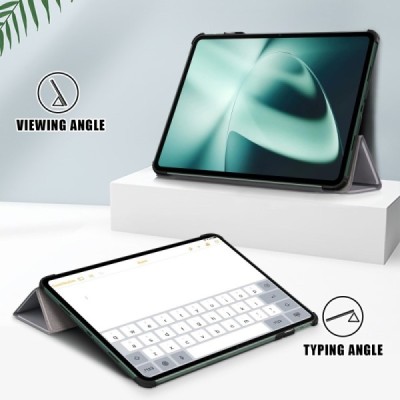OnePlus Pad (Oppo Pad 2) открываемый серый кожаный чехол - книжка | Vacins.lv