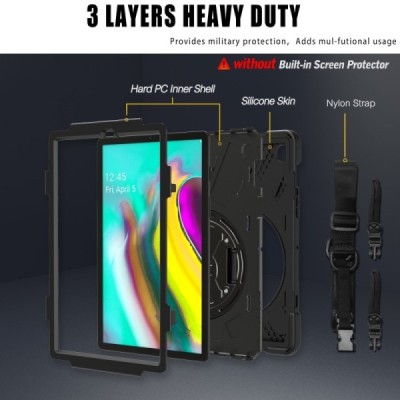 Samsung Galaxy Tab S5e (T720, T725) усиленная защита - черный (360°), чехол – вставка | Vacins.lv