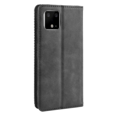 Google Pixel 4 XL Vintage melns ādas atvērams maciņš ar magnetu | Vacins.lv