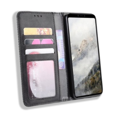 Google Pixel 4 XL Vintage melns ādas atvērams maciņš ar magnetu | Vacins.lv