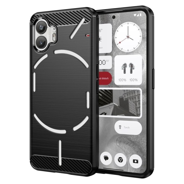 Твердый силиконовый чехол „Carbon“ (TPU) - черный (Nothing Phone 2)