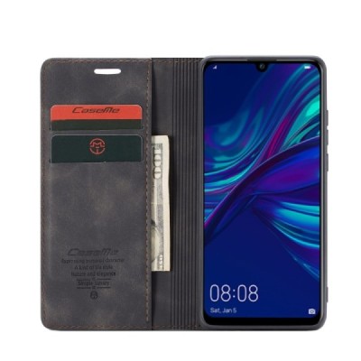 Huawei P smart 2019 (Honor 10 Lite) CaseMe Retro открываемый чёрный кожаный чехол - книжка | Priedai.lt