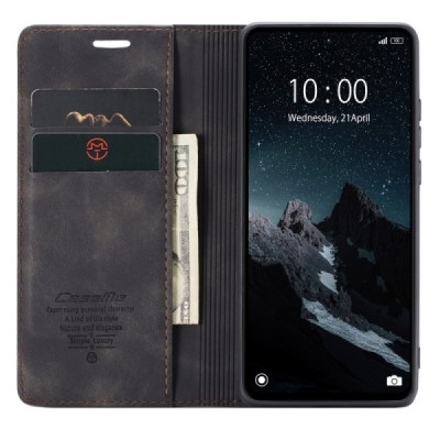 Xiaomi Redmi 12C (Redmi 11A) CaseMe Retro открываемый чёрный кожаный чехол - книжка | Vacins.lv
