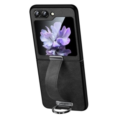 „Sulada“ Leather Kickstand Samsung Galaxy Flip5 5G (SM-F731B) melns ādas apvalks | Vacins.lv