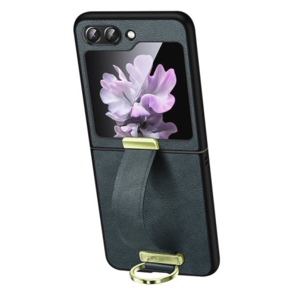 Кожаный чехол „Sulada“ Leather Kickstand - серый (Galaxy Flip5)