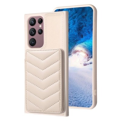 „Wave“ Card Holder Kickstand Samsung Galaxy S21 FE (Fan Edition) 5G песочный кожаный чехол | Vacins.lv