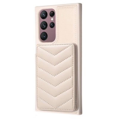 „Wave“ Card Holder Kickstand Samsung Galaxy S21 FE (Fan Edition) 5G песочный кожаный чехол | Vacins.lv