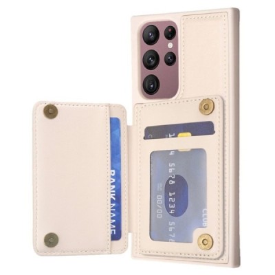 „Wave“ Card Holder Kickstand Samsung Galaxy S21 FE (Fan Edition) 5G песочный кожаный чехол | Vacins.lv