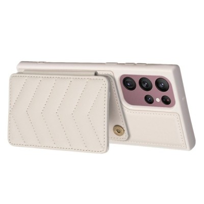 „Wave“ Card Holder Kickstand Samsung Galaxy S21 FE (Fan Edition) 5G песочный кожаный чехол | Vacins.lv