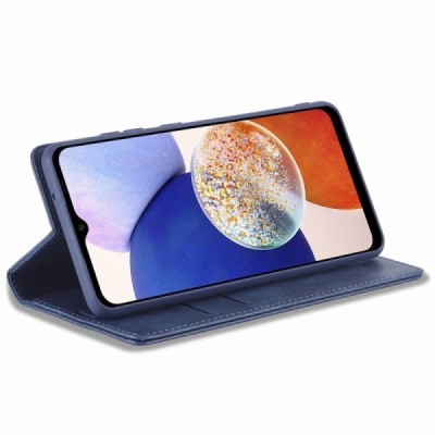 Samsung Galaxy A14 5G (SM-A146B, SM-A145F) „Lc.Imeeke“ zils ādas atvērams maciņš | Vacins.lv