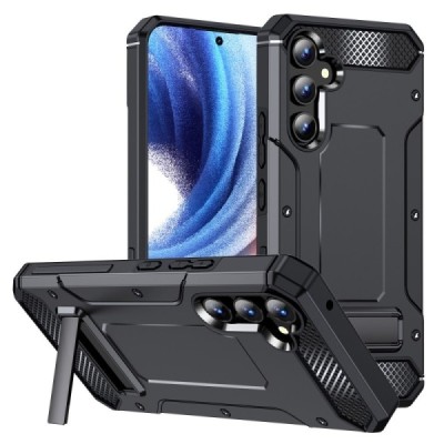 Samsung Galaxy A14 5G (SM-A146B, SM-A145F) „Kickstand“ pastiprinātas aizsardzības melns apvalks | Vacins.lv