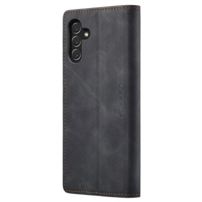Samsung Galaxy A14 5G (SM-A146B) CaseMe Retro открываемый чёрный кожаный чехол - книжка | Vacins.lv