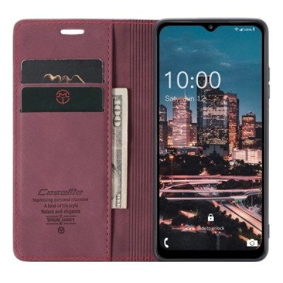 Samsung Galaxy A14 5G (SM-A146B) CaseMe Retro открываемый бордовый кожаный чехол - книжка | Vacins.lv
