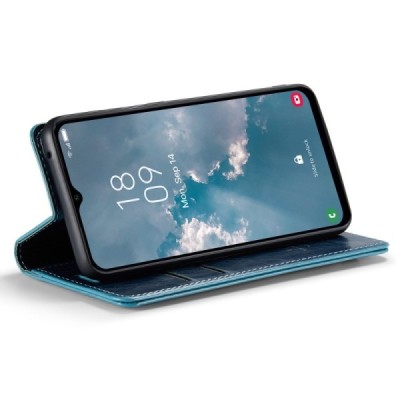 Samsung Galaxy A14 5G (SM-A146B) „CaseMe“ Leather открываемый синий кожаный чехол - книжка | Vacins.lv