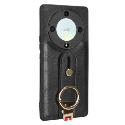 Huawei Honor Magic 5 Lite „Wristband“ Kickstand melns ādas apvalks | Vacins.lv