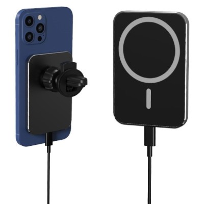 „X16“ Magnetic automašīnas telefona turētājs / lādētājs (15W) - melns | Vacins.lv