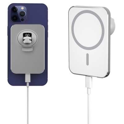 „X16“ Magnetic automašīnas telefona turētājs / lādētājs (15W) - balts | Vacins.lv