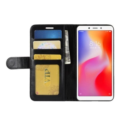 Xiaomi Redmi 6A открываемый чёрный кожаный чехол - книжка | Vacins.lv