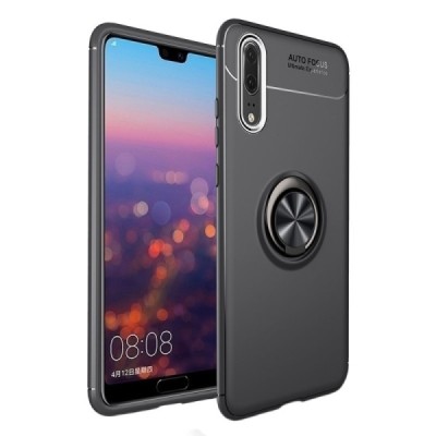 Huawei P20 Pro „FOCUS“ Kickstand твердый силиконовый чехол TPU чёрного цвета | Vacins.lv