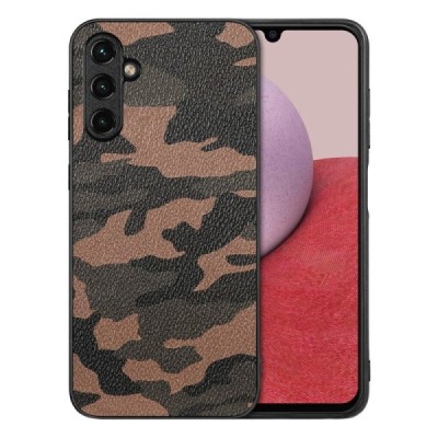 Samsung Galaxy A14 5G (SM-A146B, SM-A145F) „Camouflage“ Pattern brūns ādas apvalks | Vacins.lv