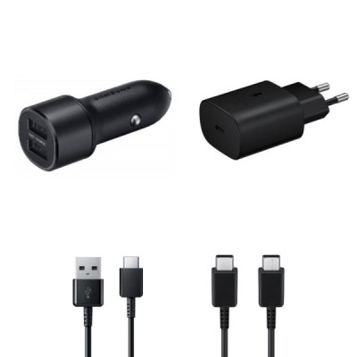 Origināls Samsung Charger Set Eco melns lādētāja komplekts (25W + 15W) | Vacins.lv