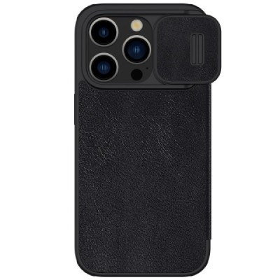Greznais „Nillkin“ Qin Pro sērijas ādas atvērams melns Apple iPhone 15 Pro Max maciņš | Vacins.lv