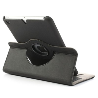 Apple iPad Mini 1 / 2 / 3 atvēramais melns teksturēts futrālis, grozās 360° grādu apjomā / Vacins.lv