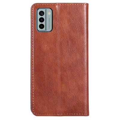 Nokia G22 открываемый коричневый кожаный чехол - книжка | Vacins.lv