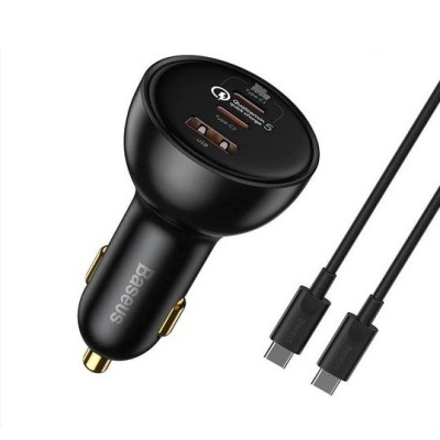 „Baseus“ Multi-Port Fast Charge autolādētājs (160W) - melns + Type-C vads | Vacins.lv