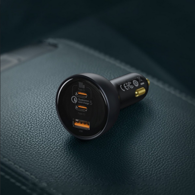 „Baseus“ Multi-Port Fast Charge autolādētājs (160W) - melns + Type-C vads | Vacins.lv