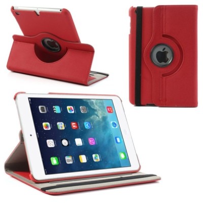 Apple iPad Mini 1 / 2 / 3 atvēramais sarkans teksturēts futrālis, grozās 360° grādu apjomā / Vacins.lv