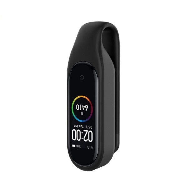 Cietā silikona (TPU) apvalks / turētājs priekš viedpulksteņa - melns (Mi Band 4 / Mi Band 3)