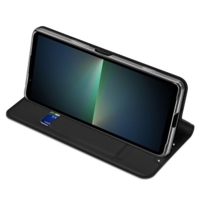 „Dux Ducis“ Skin serijos Sony Xperia 5 V черный кожаный чехол-книжка | Vacins.lv