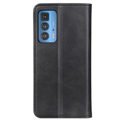 Motorola Edge 20 Pro „Split“ чёрный кожаный чехол-книжка | Vacins.lv