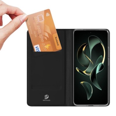 „Dux Ducis“ Skin серии Xiaomi 13T (13T Pro) чёрный кожаный чехол-книжка | Vacins.lv