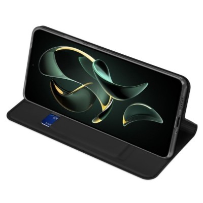 „Dux Ducis“ Skin серии Xiaomi 13T (13T Pro) чёрный кожаный чехол-книжка | Vacins.lv