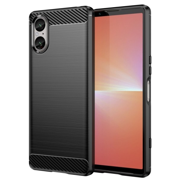 Твердый силиконовый чехол „Carbon“ (TPU) - чёрный (Xperia 5 V)