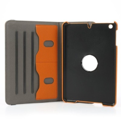 Apple iPad Mini 1 / 2 / 3 atverčiamas, sukiojamas 360 laipsnių, oranžinis medžiaginis dėklas - stovas / Priedai.lt