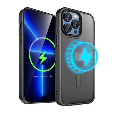 Apple iPhone 15 Pro elegants „Mocolo“ Rubberized MagSafe dzidrs (caurspīdīgs) silikona apvalks (apmales melnā krāsā) | Vacins.lv