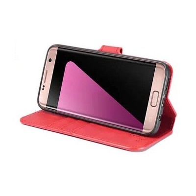 Samsung Galaxy S7 Edge (G935) atvēramais ādas sarkans retro maciņš (maks) | Vacins.lv