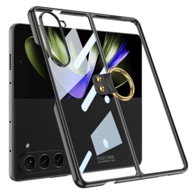 Samsung Galaxy Fold5 5G (SM-F946B) GKK Ring прозрачный, чёрный пластиковый чехол | Vacins.lv