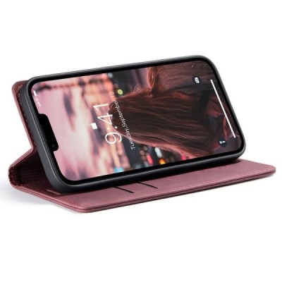 Apple iPhone 15 Plus CaseMe Retro solīds atvēramais ādas bordo maciņš - maks | Vacins.lv