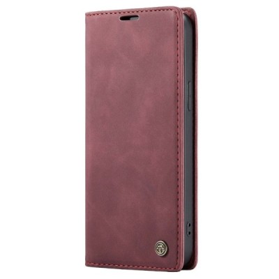 Apple iPhone 15 Pro CaseMe Retro solīds atvēramais ādas bordo maciņš - maks | Vacins.lv