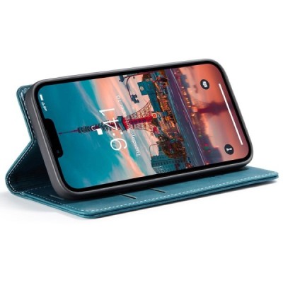 Apple iPhone 15 Pro CaseMe Retro solīds atvēramais ādas zaļš maciņš - maks | Vacins.lv
