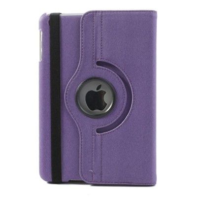 Apple iPad Mini 1 / 2 / 3 atvēramais violets ādas futrālis, grozās 360° grādu apjomā / Vacins.lv